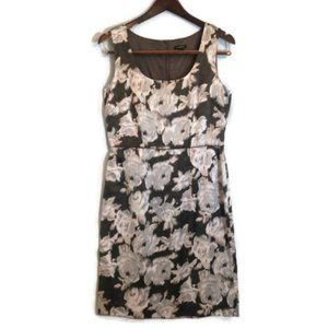 Ann Taylor Womens Gray Silver Floral Sheath Dress 4